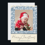 Beach Blue Wave Frame One Photo Christmas Holiday Card<br><div class="desc">A blue Beachy wave photo frame makes these Christmas cards beautiful and intricate. Easily customise to include your picture and message.</div>