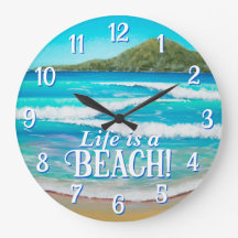 Beach Blue Waves Painting Typography