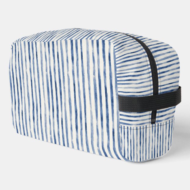 Beach Blue White Stripes Dopp Kit (Left Corner)