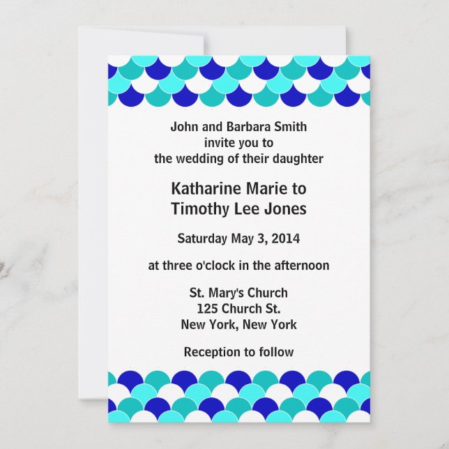 Beach Blues Wedding Invitation (Front)