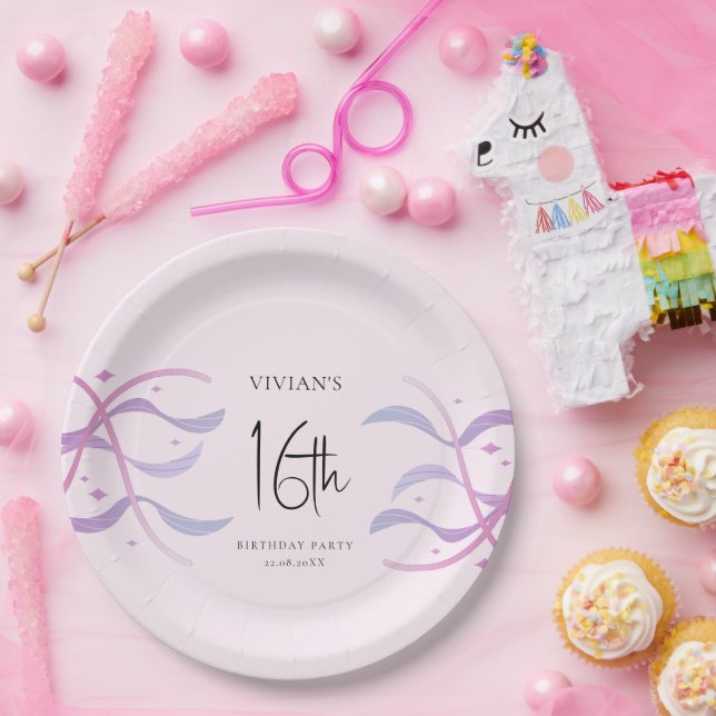 Beach Blush Pink Sweet Sixteen Party Paper Plate (Party)