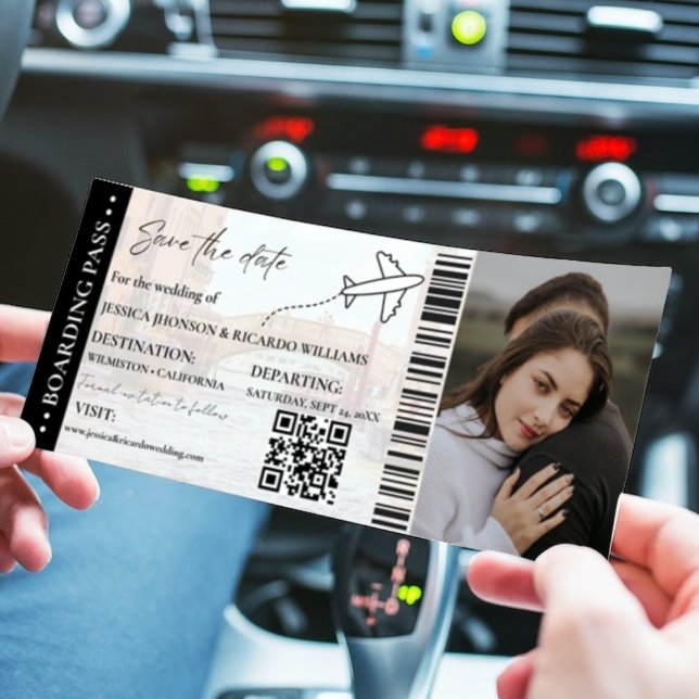 Beach Boarding pass wedding save the date ticket Invitation (Creator Uploaded)