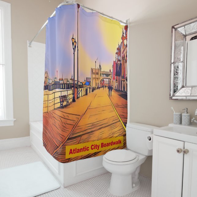 Beach Boardwalk Pop Art Shower Curtain (In Situ)