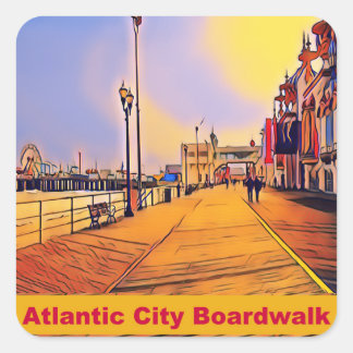 Beach Boardwalk Pop Art Square Sticker