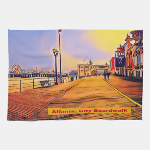 Beach Boardwalk Pop Art Tea Towel