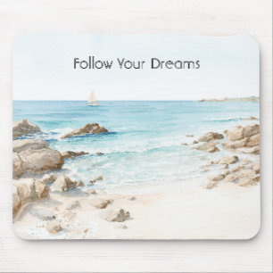 Beach Boat Ocean View  Mouse Pad