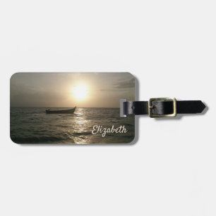 Beach,Boat,Sunset  -Personalised Luggage Tag
