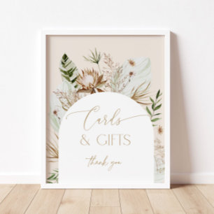Beach bohemian pampas grass cards and gifts poster