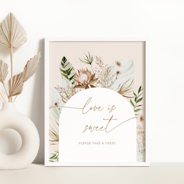 Beach bohemian pampas grass Love is sweet Poster (Creator Uploaded)