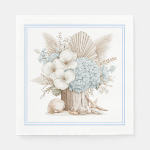 Beach Boho Blue Hydrangea Paper Napkins