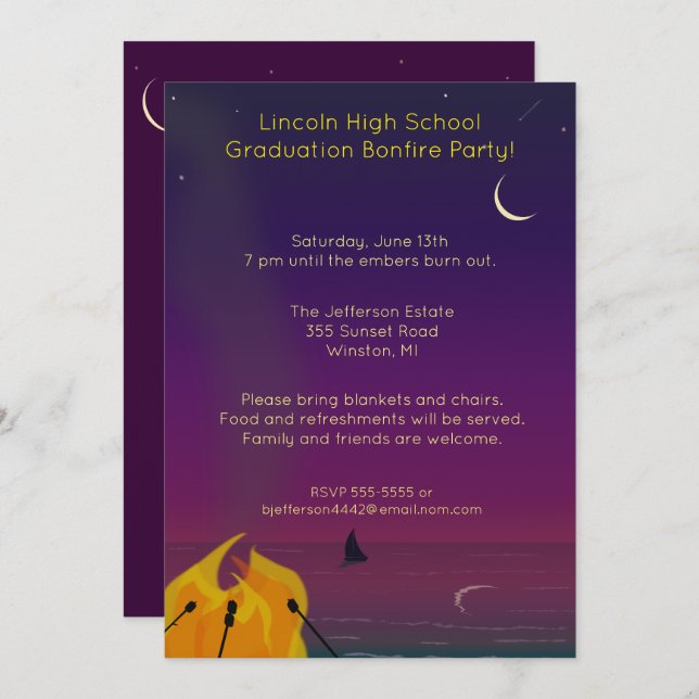 Beach Bonfire Gathering Invitation (Front/Back)