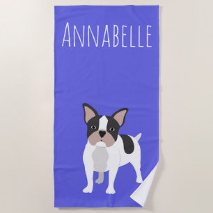 Beach Boston Terrier Personalise Beach Towel