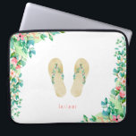 Beach Botanical Flip Flops Laptop Sleeve<br><div class="desc">Beautiful watercolor botanical island flowers and foliage embellished flip flops and arrangements,  personalised laptop sleeve.</div>