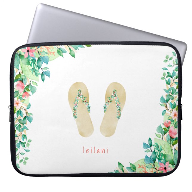 Beach Botanical Flip Flops Laptop Sleeve (Front)