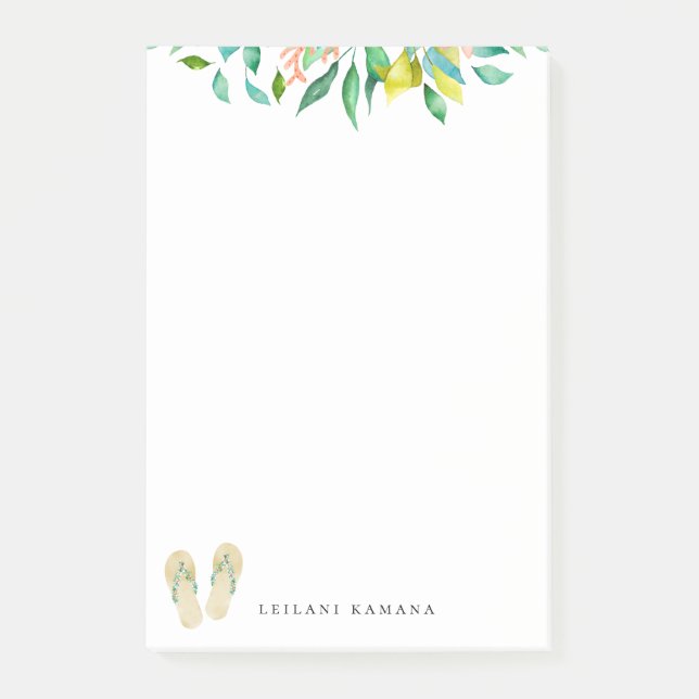 Beach Botanical Flip Flops Post-it Notes (Front)