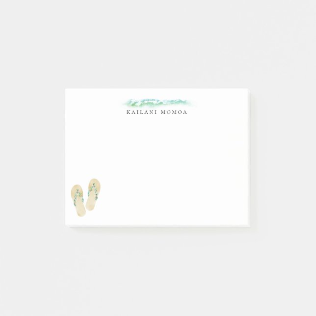 Beach Botanical Flip Flops Post-it Notes (Front)