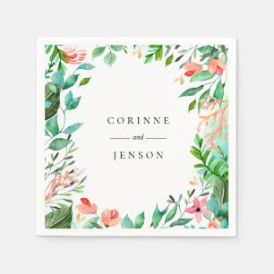 Beach Botanical Frame Personalised Paper Napkins