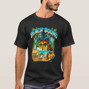 Beach Bound Fun Summer Tiki Hut and Parrot Surfing T-Shirt