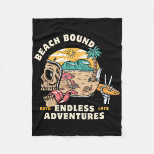 Beach, Bound Skull Helmet Surfing Skeleton Adventu Fleece Blanket