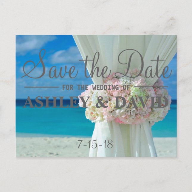 Beach Bouquet Save The Date Postcard (Front)