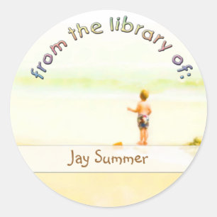 Beach Boy Library Plate Classic Round Sticker