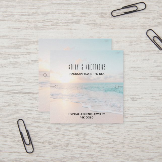 Beach Bracelet Display Jewellery Holder Square Business Card (Front/Back In Situ)