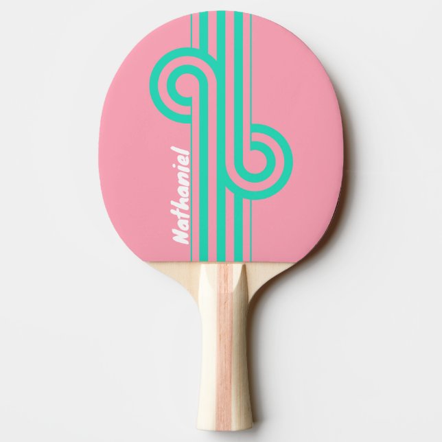Beach Breeze Nostalgic Stripe Loop with Name Ping Pong Paddle (Back)