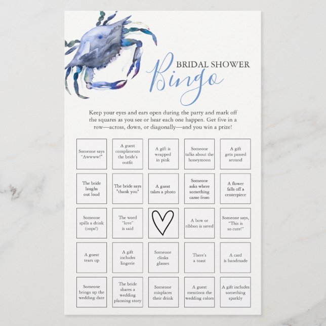 Beach Bridal Shower Bingo Game – Find the Guest Flyer (Front)