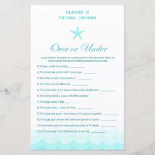 Beach Bridal Shower Game, Nautical, Mermaid
