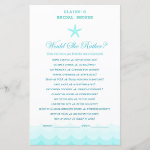 Beach Bridal Shower Game, Nautical, Mermaid