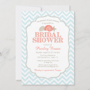 Beach Bridal Shower Invitation, Nautical Shells Invitation