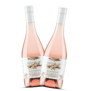 Beach Bridal Shower Personalised Pastel Sparkling Wine Label