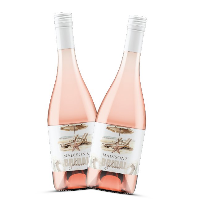Beach Bridal Shower Personalised Pastel Sparkling Wine Label (Creator Uploaded)