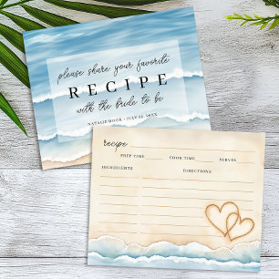 Beach Bridal Shower Recipe Cards with Hearts