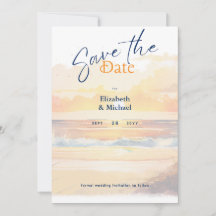 Beach Bridal Shower Sunset Coastal Save The Dates