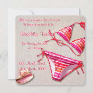 Beach Bridal Shower With Bikini Invitations 