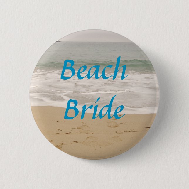 Beach Bride Button:  Ocean Tide Version 6 Cm Round Badge (Front)