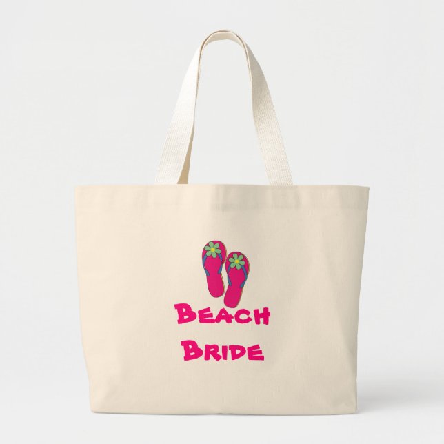 Beach Bride Tote Bag:  Flip Flop Design (Front)