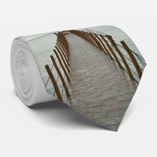 Beach Bridge Ocean Blue Water Vacation Necktie 2