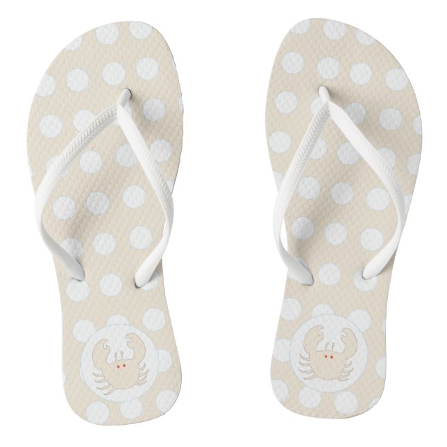 Beach Bubble, Crab by the Sea, Creamy Blue Thongs (Footbed)