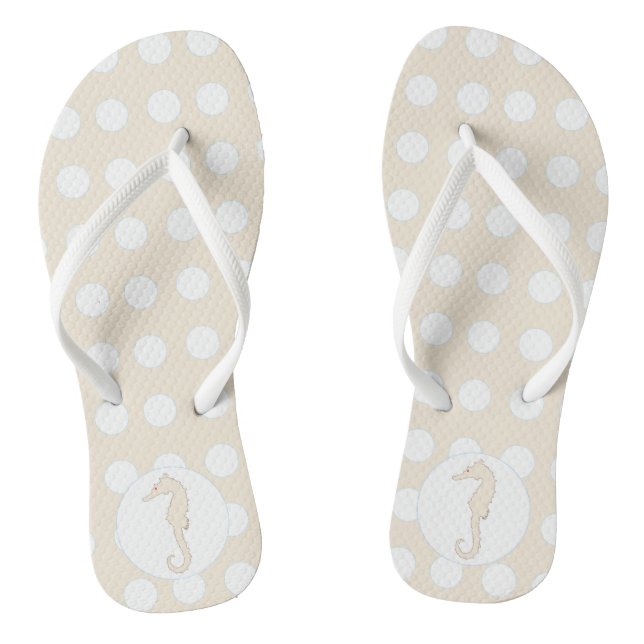 Beach Bubble, Seahorse by the Sea, Creamy Blue Thongs (Footbed)