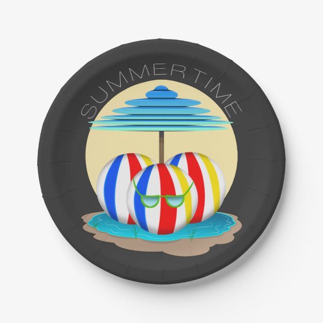 Beach Buddies Beat the Heat: Sun's Out, Fins Out! Paper Plate (Front)