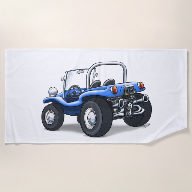 beach buggy (blue opentop) towel (Front)