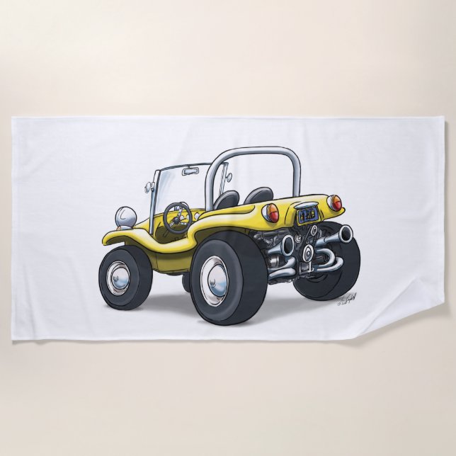 beach buggy (yellow opentop) towel (Front)