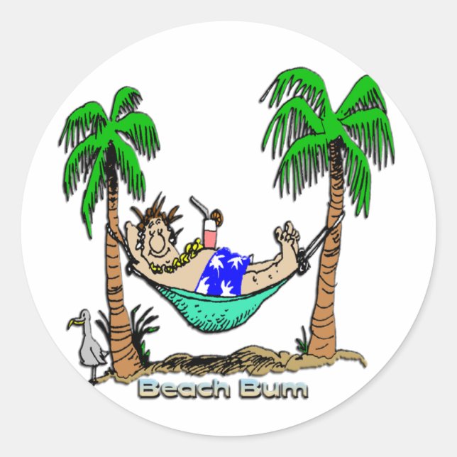 Beach Bum Classic Round Sticker (Front)