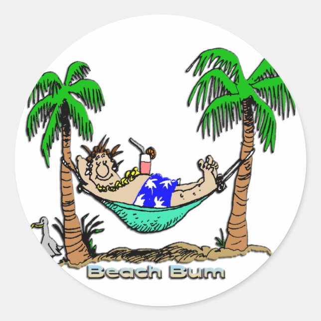 Beach Bum Classic Round Sticker (Front)