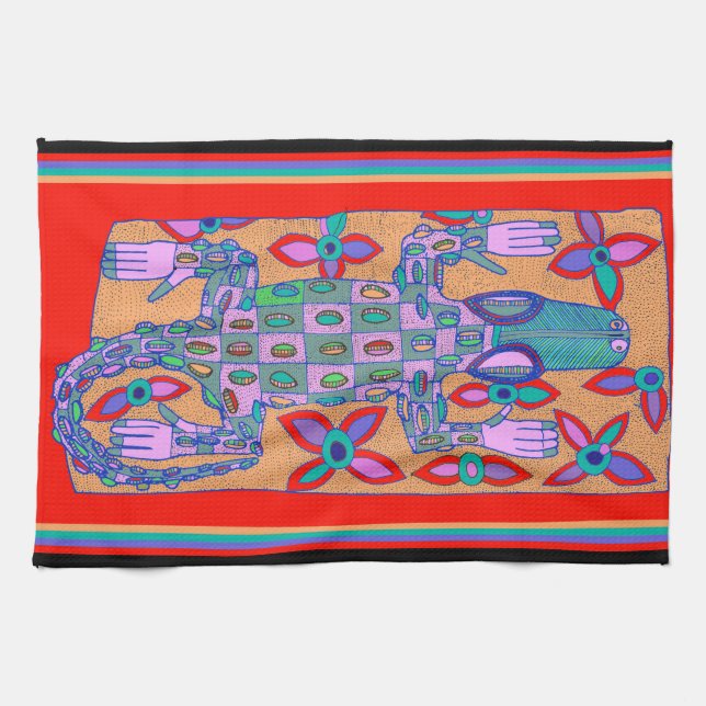 Beach Bum Croc Tea Towel (Horizontal)