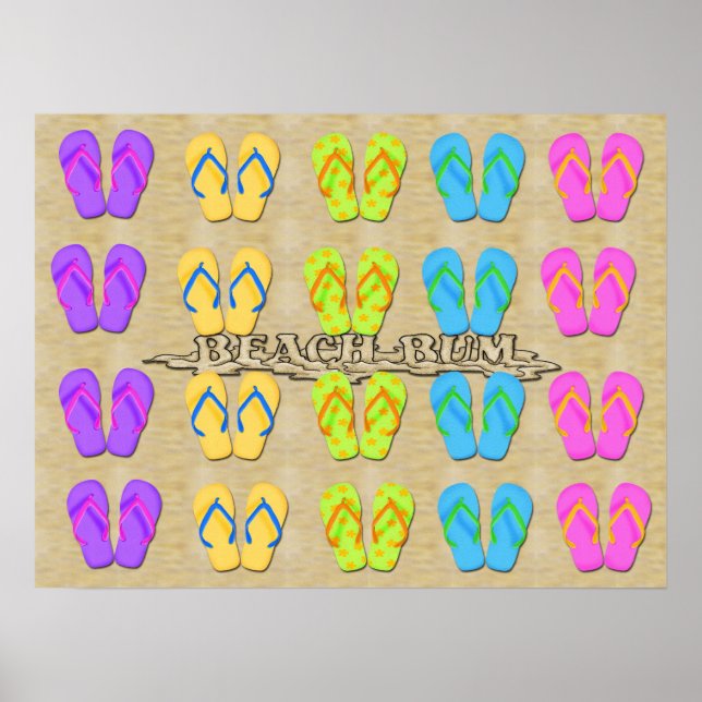 Beach Bum Flip Flops Poster/Print Poster (Front)