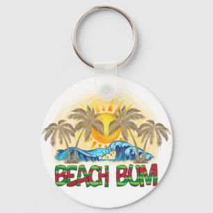 Beach Bum   Ocean Waves   Tropical Key Ring