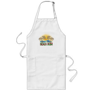 Beach Bum Ocean Waves Tropical Long Apron